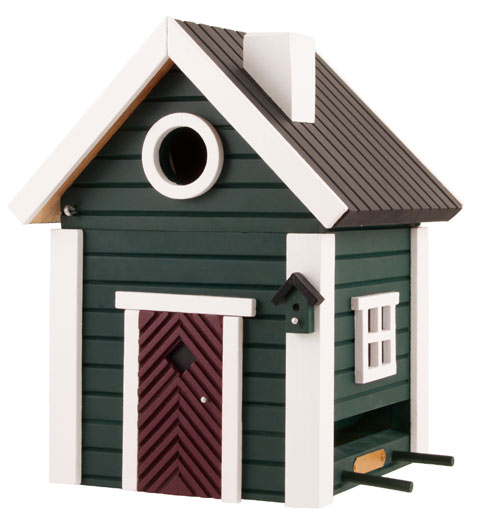 Talomallinen ruokinta ja linnunpönttö, vihreä, WG107 - lentoaukko 32mm